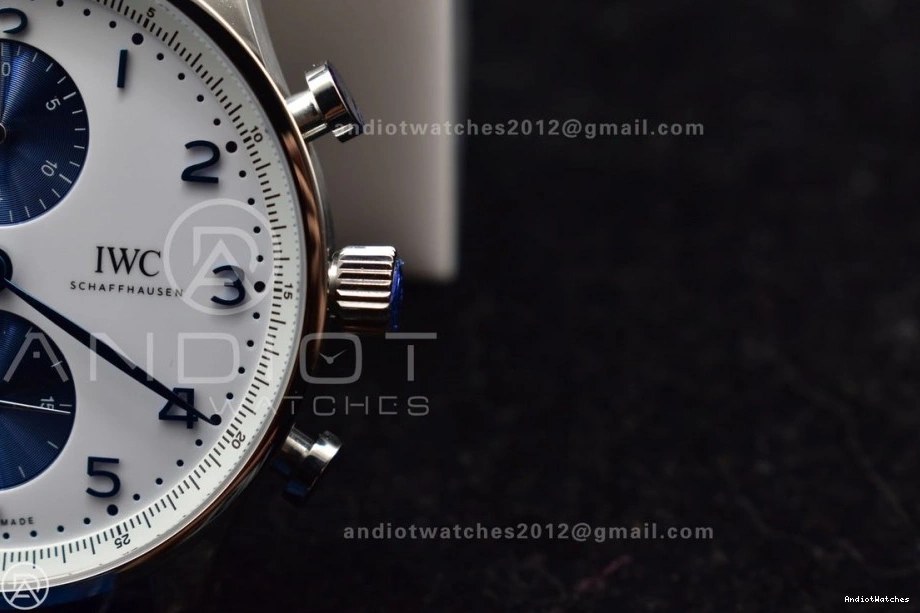 A Dial Chrono Blue Strap ZF Blue on Best 1:1 Portuguese Edition 1019 White SmartChoice Leather IW371620 0406